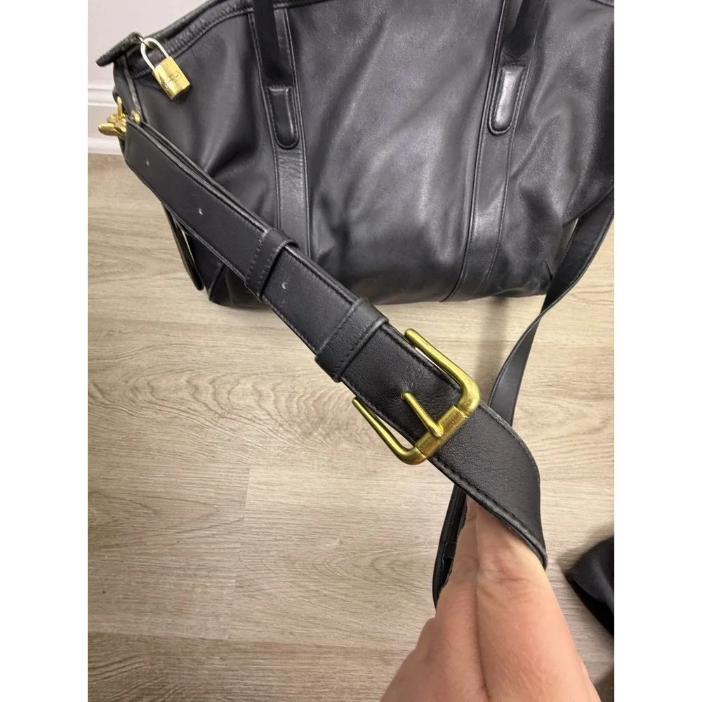 COACH OLD COACH 2-Way Boston Bag Black Leather Shoulder Duffle Vintage 0595